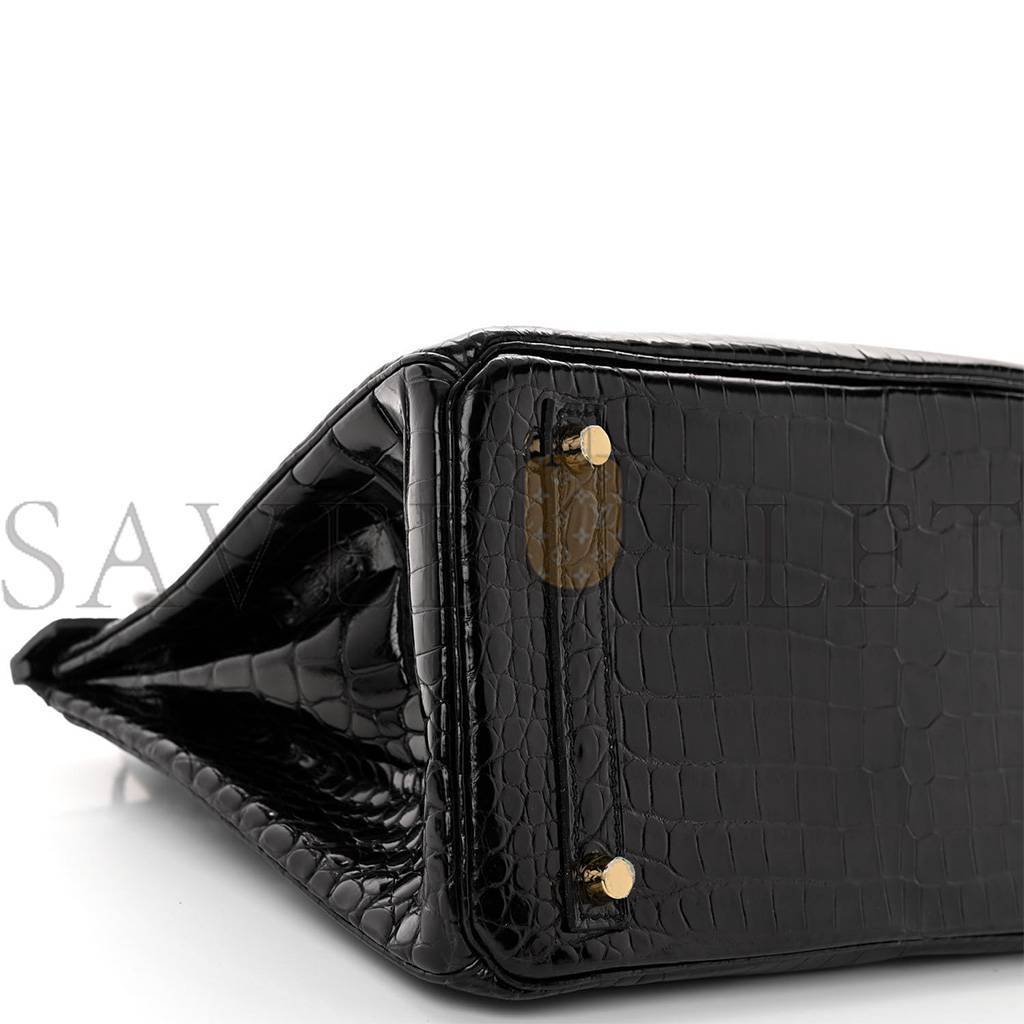 H**mes noir black ghw niloticus crocodile birkin 30 handbag (30*22*16cm)